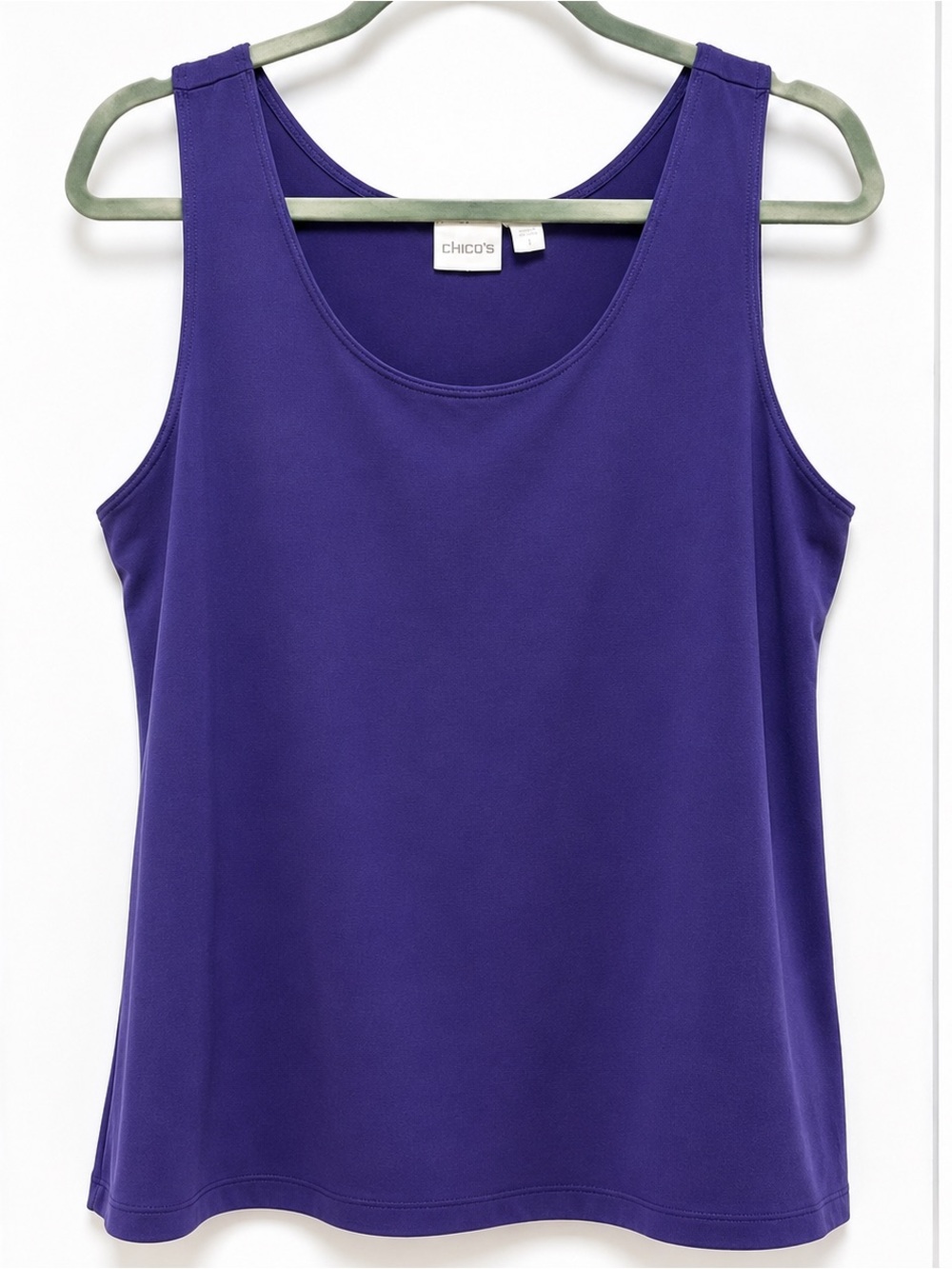 Chico's Sz 3 Deep Purple Nylon Tank Top Sleeveless Casual Cami Camisole